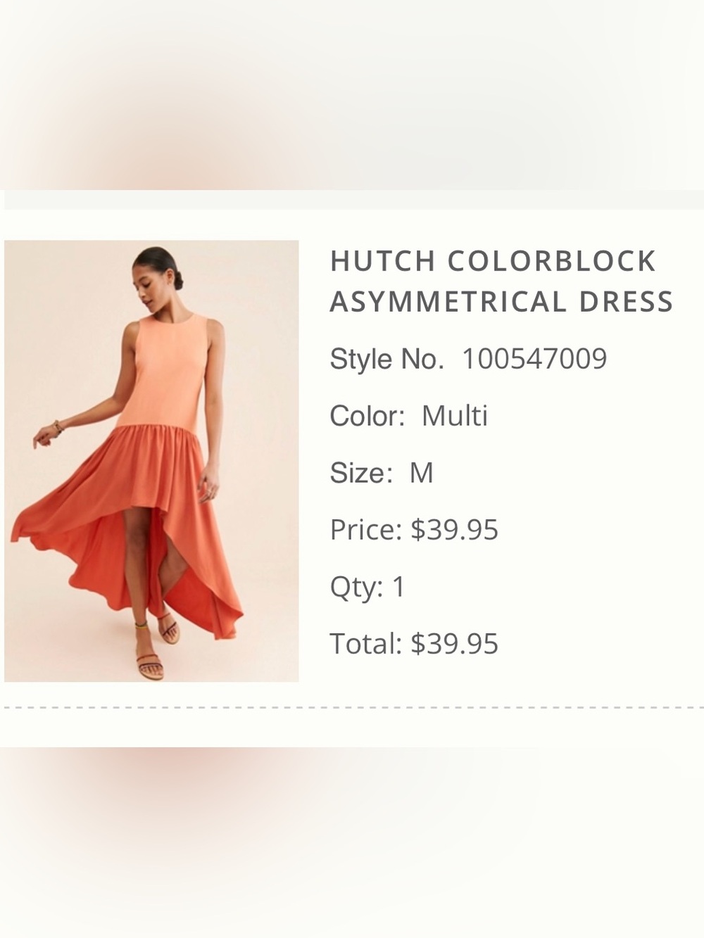 Hutch Peach and Coral High-Low Sleeveless Dress